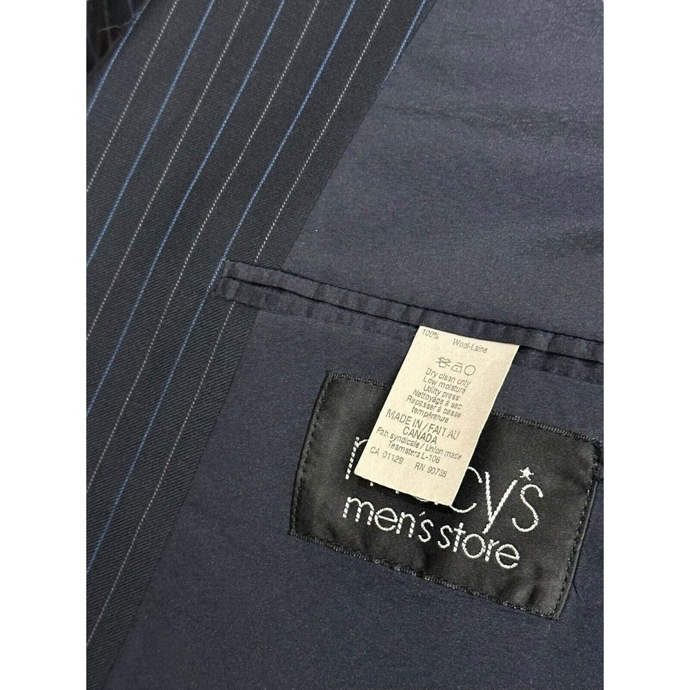 Lauren Ralph Lauren Men's 46L Navy Blue Striped 100% Wool 2 Button Blazer Jacket - Picture 8 of 10